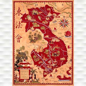 Französisches Indochina Reiseposter