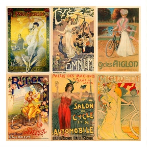 Art Nouveau Ladies Vintage Bicycle Posters - Set of Six Individual Posters