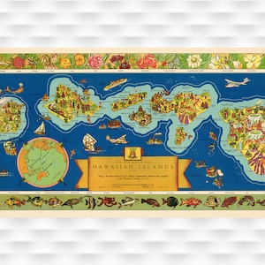 Hawaii 1937 Dole Map Vintage Prints