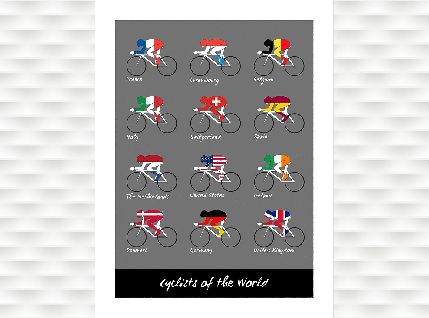 Cyclists of the World Bicycle Poster Cycling Poster Bicycle | Etsy
