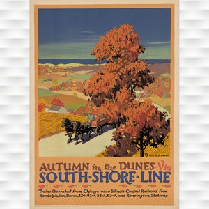 Otoño en las dunas - Póster de viaje vintage - Illinois Central