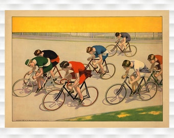 1897 Velodrome Racers - Cycling Poster Bicycle Art Vintage Bicycle Poster Cycling Art Tour de France Cycling Art