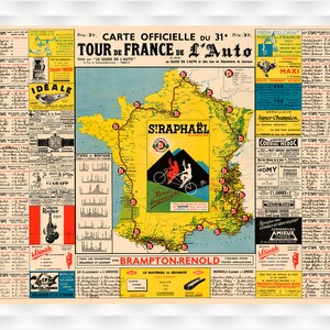 1937 Tour de France Karte Poster