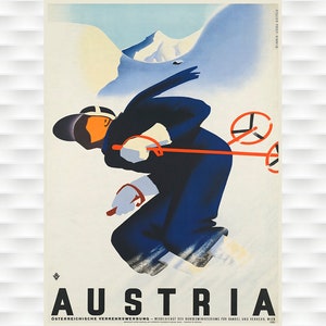 Austria Skiing Travel Poster
