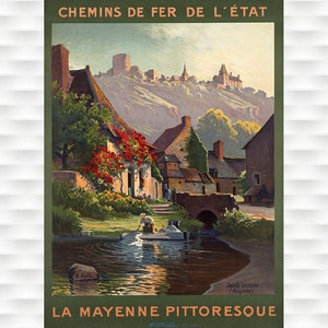 La Mayenne France Vintage Travel Poster