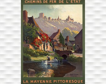 ラ マイエンヌ フランス ヴィンテージ トラベル ポスター