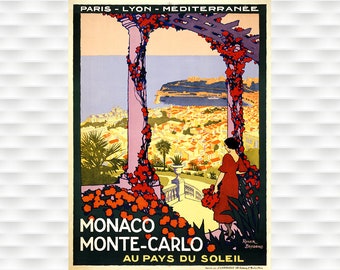 Monte-Carlo Monaco Beach Travel Poster