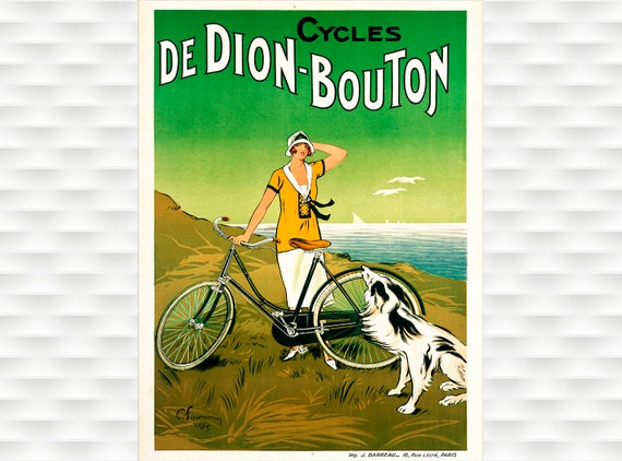 De-Dion--Bouton-Cycles Cycle Bike Art on Canvas 24/"x36/" Vintage Bicycle