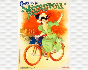 Cycles De La Metropole Poster - Cycling Poster Bicycle Art Vintage Bicycle Poster Cycling Art Tour de France Cycling Art