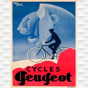 Cycles Peugeot Vintage Art Deco Poster