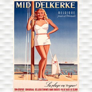 Mid Delkerke Belgian Vintage Travel Poster