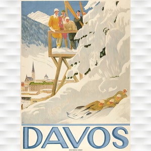 Davos Swiss Ski Travel Poster