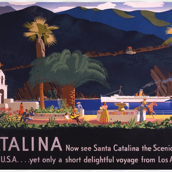 Catalina Island Travel Poster Travel Art Print Regalo de cumpleaños Regalo de Navidad