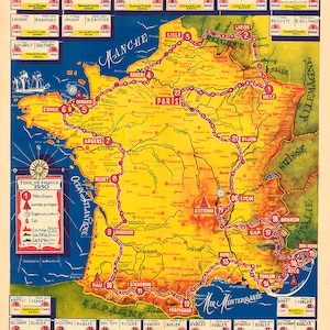 1950 Orgnal Vntage Tour De France Peloton Cyclng Prnt - Etsy