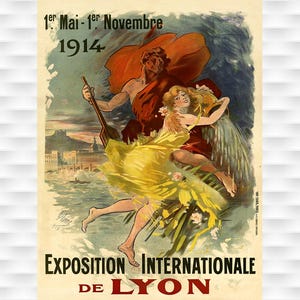 1914 Lyon International Exposition Vintage Poster