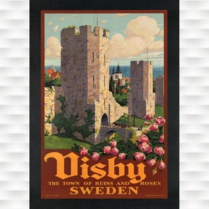 Visby Sweden Vintage Travel Poster