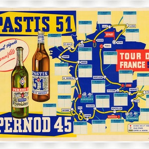 Poster Carte du Tour de France 1956
