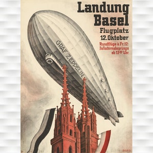 Graf Zeppelin Basel Swiss Travel Poster