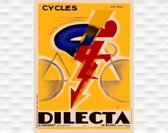 Cycles Dilecta Vintage Art Deco Bicycle Poster Prints
