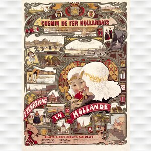 Hollande Vintage Netherlands Travel Poster