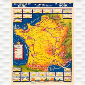 Poster Carte du Tour de France 1950