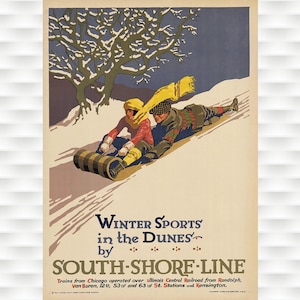 Winter in the Dunes Vintage Travel Poster - South Shore Line