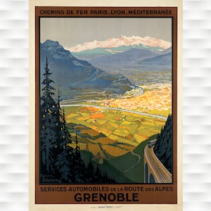 Grenoble France Vintage Travel Poster
