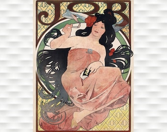 Job Cigarette Papers Poster Prints -  Mucha Poster -  Vintage Poster - Job Poster Holiday gift