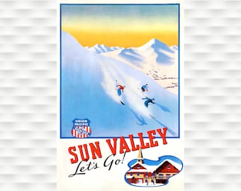 Póster de viaje vintage de Sun Valley