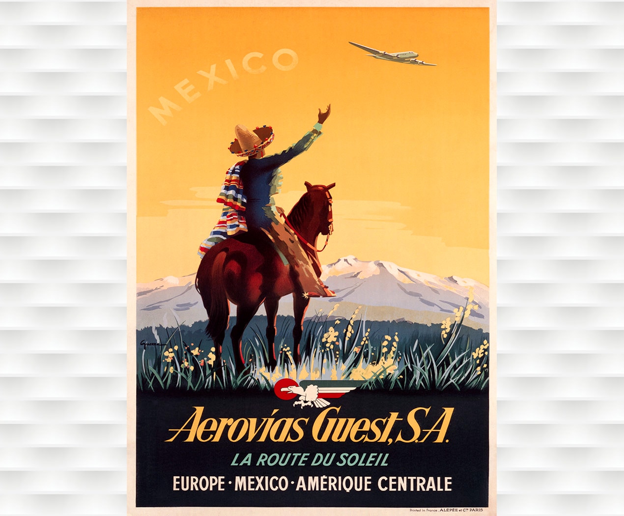 Mexico Travel Poster - Aerovias - Etsy