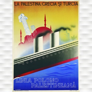 Palestine Line Vintage Travel Poster