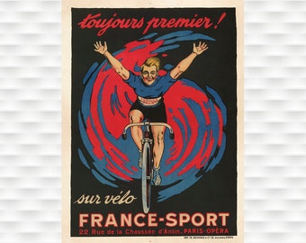 France-Sport Bicycle Poster - Cycling Poster Bicycle Art Vintage Bicycle Poster Cycling Art Tour de France Cycling Art