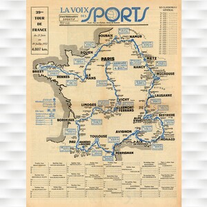 Poster Carte du Tour de France 1952