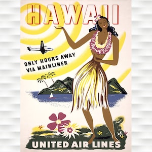 Original United Airlines Poster to Hawaii by Hopper 1985 on