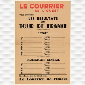 Bicicleta vintage original Le Courrier Tour de France Póster