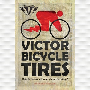 Victor Bicycle Tires Retro Poster