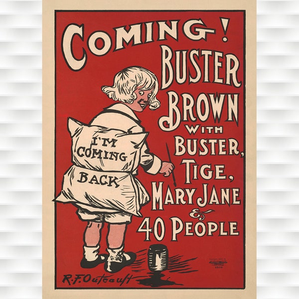 Buster Brown Poster Vintage Poster Art Print Theater Poster Birthday Gift Christmas Gift Childs Poster