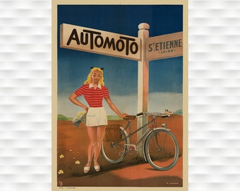 Automoto Art Deco Bicycle Poster
