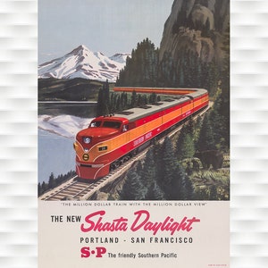 Shasta Daylight Southern Pacific Vintage Travel Poster