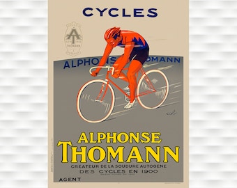 Cycles Alphonse Thomann Bicycle Poster - Cycling Poster Bicycle Art Vintage Bicycle Poster Cycling Art Tour de France Cycling Art