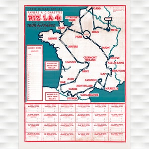 1951 Tour de France Vintage Karte Poster