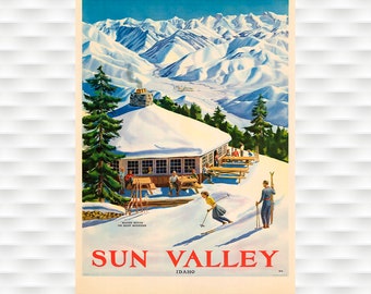 Impresiones de carteles de viajes vintage de Sun Valley