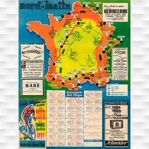 1955 unsere de France Vintage Map Poster