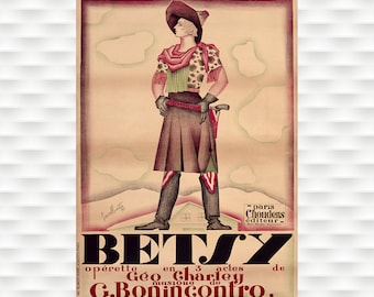 Póster de ópera vintage de Betsy Paris de 1927