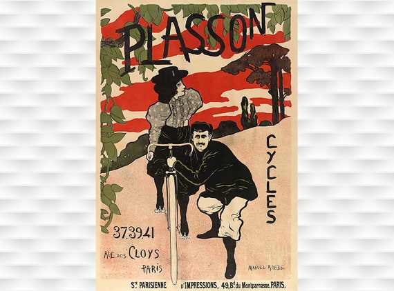 Plasson Cycles ヴィンテージ自転車ポスター - Etsy 日本