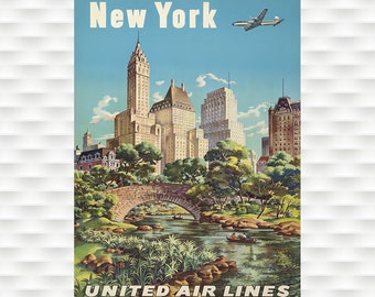 Nueva York - Cartel de viaje de United Airlines