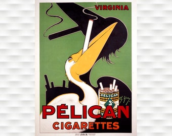 pelican tobacco Pelican Cigarettes Vintage Tobacco Advertising Poster Fine Art Giclee Print  on Paper or Canvas