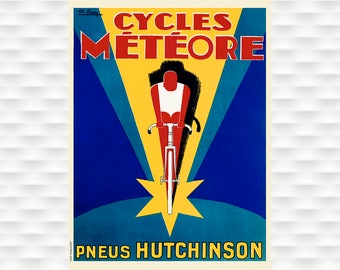 Cycles Meteore Vintage Art Deco Bicycle Poster