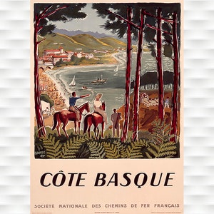 Cote Basque Vintage Travel Poster