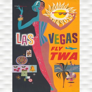 Impresiones de carteles de viajes vintage de TWA de Las Vegas